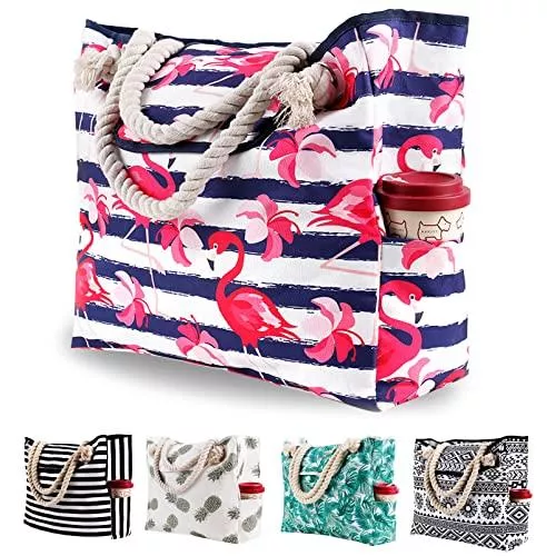 Genovega Taschen & Rucksäcke Damen Strandtasche Große, XXL Familie Segeltuch Umhängetasche, Beach Bag für Reisen, Strand, Schwimmbad