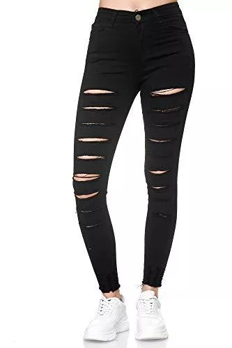 Elara Jeans Elara Damen Jeans Destroyed Zerrissen Chunkyrayan