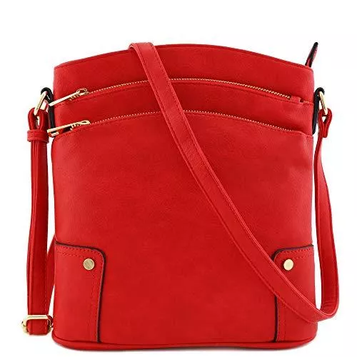 Alyssa Taschen & Rucksäcke Große Crossbody-Tasche mit drei Reißverschlusstaschen
