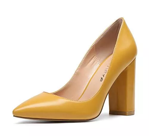 CASTAMERE High Heels Castamere Damen High Heels Spitzen Zehen Blockabsatz Pumps 10CM