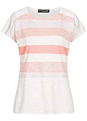 Styleboom Fashion® T-Shirts Styleboom Fashion® Damen Top Striped Shirt Material-Mix T-Shirt Weiss rosa
