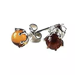 presentSpresent Schmuck Für größere Ansicht Maus über das Bild ziehen Winzige Chamelion Cognac Baltischen Bernstein Sterling Silber 925 Ohrstecker