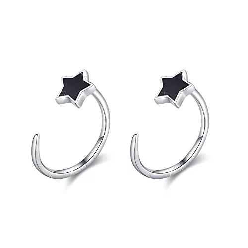 JFASHOP Schmuck Creolen Kinder Ohrringe 925 Sterling Silber Halbe Ohrring Halb Knorpel Ohrringe für Damen Mädchen