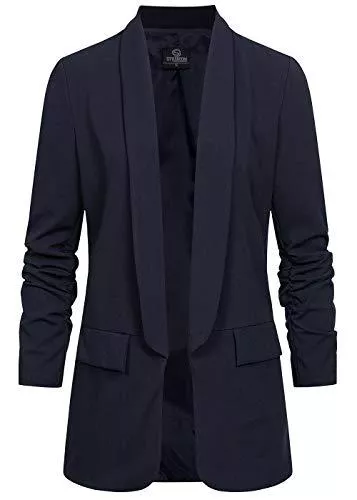 Styleboom Fashion® Blazer Styleboom Fashion® Damen 3/4 Arm Longform Blazer 2 Deko Taschen
