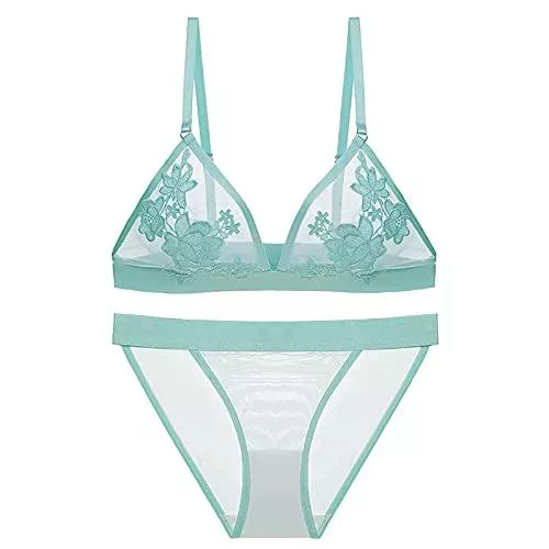 WSCC Unterwäsche & Dessous WSCC Damen Spitze Unterwäsche Set, Spitze Tanga BH Set, Ultradünne Transparente Durchsichten Unterwäsche(Size:L,Color:C)