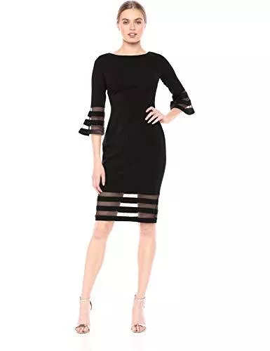 Calvin Klein Freizeit Calvin Klein Damen Bell Sleeve Sheath with Sheer Inserts Dress Kleid