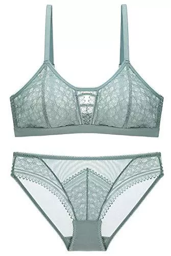 SHEKINI Unterwäsche & Dessous SHEKINI BH Set,Damen Spitzen Unterwäsche Set BH Ohne Bügel und Slip Transparente Bralette und Hipsters Nicht Abnehmbarer Bra Panty Dessous Sets mit Hakenverschluss und Verstellbare Träger