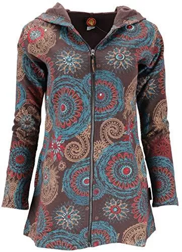 GURU SHOP Jacken GURU SHOP Lange Hippie Chic Jacke, Bestickte Jacke, Damen, Baumwolle, Boho Jacken, Westen Alternative Bekleidung
