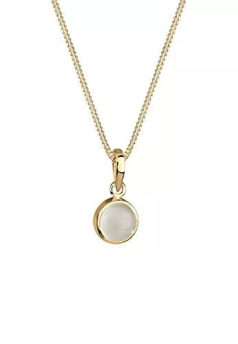 Elli Schmuck Elli Halskette Damen mit Mondstein Anhänger in 925 Sterling Silber