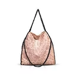 Modetasche Taschen & Rucksäcke Umhängetaschen für Frauen Damen Kette Umhängetasche Kettentasche Taschen für Damen Casual Handtasche große Hobo Schultertasche(Rosa)