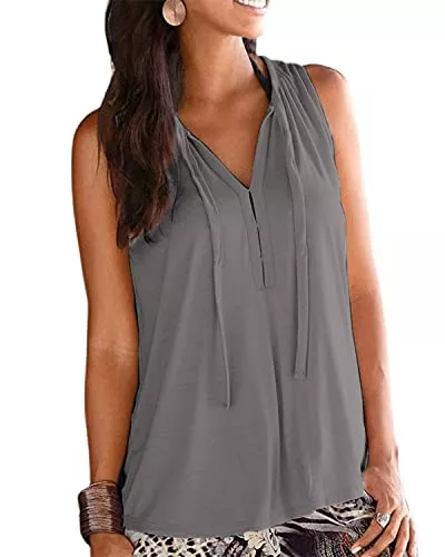 LilyCoco Tops LilyCoco Top Damen Oberteile Sommer Ärmellos Shirt für Damen Sexy Casual V Ausschnitt Bluse Tunika Strandomode