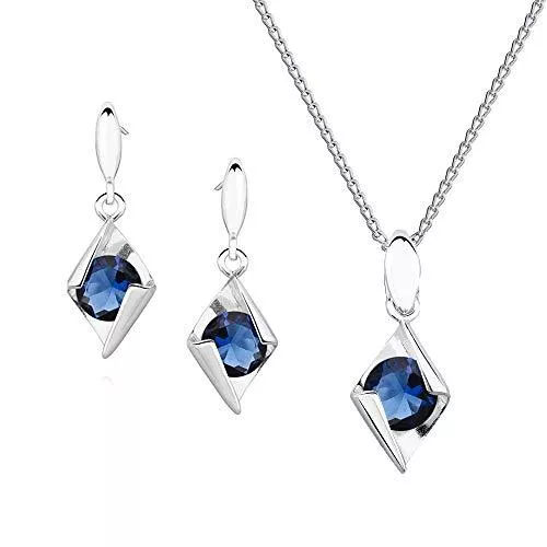 Crystals&amp;Stones Schmuck *Beforya Paris* - Princess Kiss - Wunderschönes Set - Farbe Blau - Silber 925 Schön Damen Schmuckset mit Kristallen von Swarovski® - Wunderbare Schmuckset mit Geschenkbox PIN/75