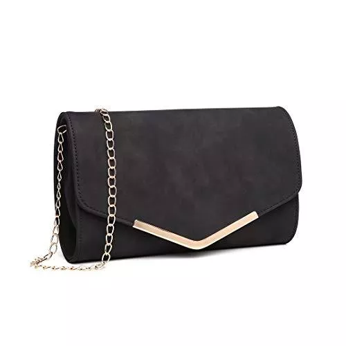 Miss Lulu Taschen & Rucksäcke Miss Lulu Elegante Kettentasche Damen Tasche Clutch Bag Handtasche Hochzeit Abendtasche Umhängetasche Mädchen (LH1756 Schwarz)