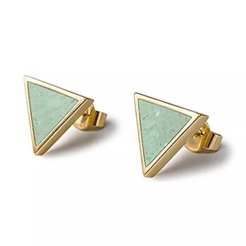 KAALEE Schmuck KAALEE® Triangel Ohrstecker Gold mit Kork (10mm) | 18K Vergoldet Nickelfrei | Damen Ohrringe Gold Stecker Dreieck Holz - Made in Germany - inkl nachhaltiger Geschenk Box