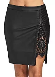 Styleboom Fashion® Röcke Styleboom Fashion Damen Rock Fake Leather Skirt Zipper Minirock schwarz