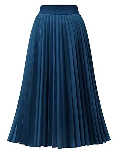 DRESSTELLS Röcke DRESSTELLS Damen Midi Plisseerock Elegent Boho Faltenrock Elastisch Chiffon Rock Lang Strandrock