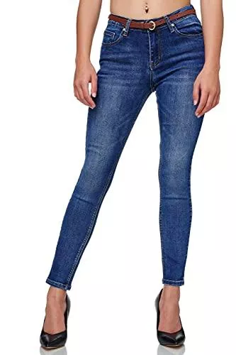 Elara Jeans Elara Damen High Waist Hose Stretch Chunkyrayan