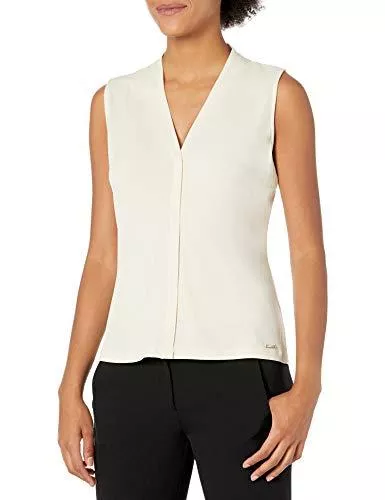 Calvin Klein Ärmellose Blusen Calvin Klein Damen Solid V-Neck Cami Anzugjacke, Business-Stil