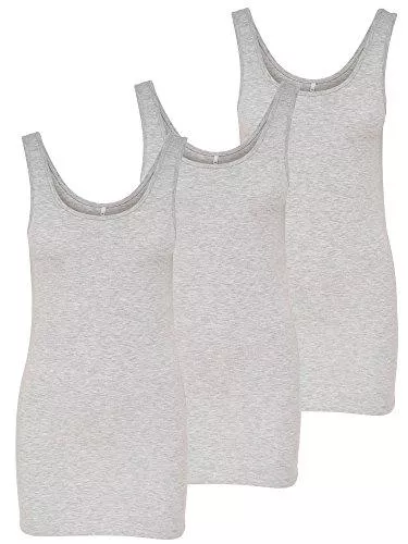 ONLY Tops ONLY 3er Pack Damen Oberteile Basic Tank Tops weiß, schwarz, grau, blau, Creme Frauen Shirt lang Sommer Shirts Top 15201465