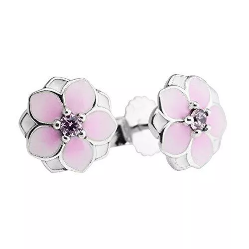 CHICBUY Schmuck CHICBUY Frühlings-Rosa-Magnolien-Blüten-Bolzen-Ohrringe 925 Silberne Art- und Weisefrauen-Schmucksachen