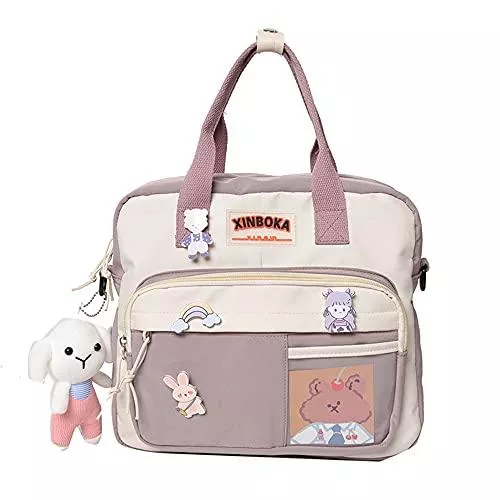 YIBEIANYU Taschen & Rucksäcke YIBEIANYU Kawaii Nylon Damen Rucksack Niedliche Kawaii Handtasche, Multifunktionaler ästhetischer Rucksack mit Anhängerzubehör für Mädchen Damen