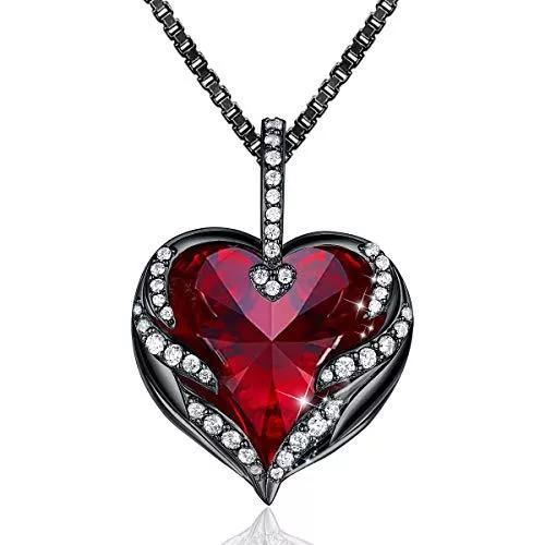 CRYSLOVE Schmuck CRYSLOVE Herz Halskette Kette für Damen Frauen 18 Karat Weißgold Schmuck Engelsflügel Herz Des Ozeans Anhänger Ketten mit Kristallen,Geschenkbox Mutterstag