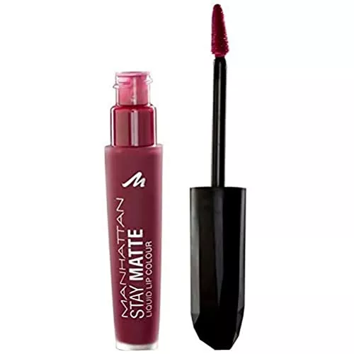 Manhattan Accessoires Manhattan Stay Matte Liquid Lip Colour, Matter, wisch- und wasserfester Lippenstift für langanhaltende Farbintensität, Farbe Statue Of Burgundy 600, 1 x 5,5ml