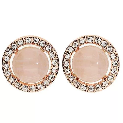 MYA Art Schmuck MYA art Ohrstecker Ohrringe Vintage Opal Perlen mit Swarovski Elements Kristallen Edelstahl Rosegold Vergoldet Rosa Rose Damen Kinder MYARGOHR-13