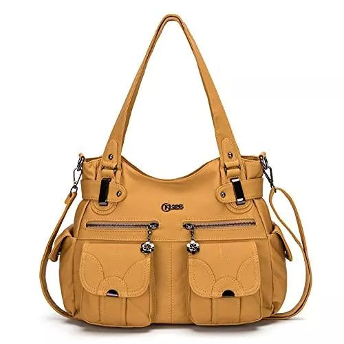 KL928 Taschen & Rucksäcke KL928 Tasche Damen Handtasche Umhängetaschen Damenhandtasche Schultertasche Lederhandtasche elegante Taschen hand taschen Henkeltaschen für frauen mit vielen fächern (Gelb)