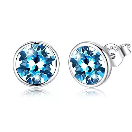 SaDiao Schmuck Klassische runde Österreich Kristall Ohrringe, 925 Sterling Silber Ohrstecker, Jubiläum Geburtstag Hochzeitsgeschenke für Frauen, elegante Schmuck Box