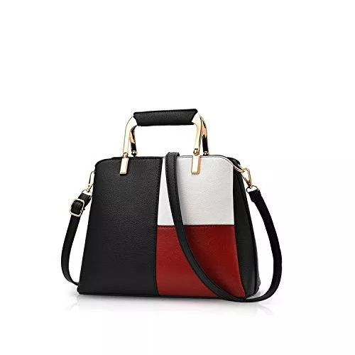 NICOLE &amp; DORIS Taschen & Rucksäcke NICOLE&amp;DORIS Frauen Farbe Einfache Handtaschen Umhängetasche Crossbody Messenger Bag Tote Schultasche für Lady PU Leder Schwarz