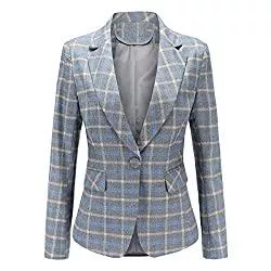 YYNUDA Blazer YYNUDA Damen Blazer Elegant Business Anzug Jacke Langarm Slim Fit Anzugjacke Top mit Tasche in Karo-Muster
