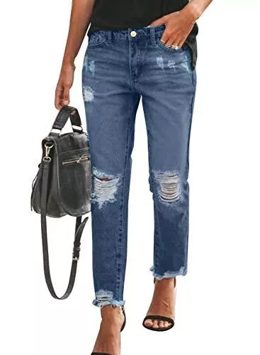 HAPPY SAILED Jeans HAPPY SAILED Damen Schick Löcher Jeanshosen Boyfriend Slim Fit Denim Hosen Jeans S-XXL