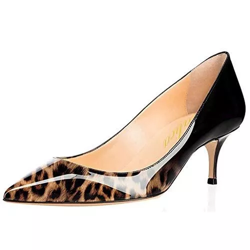 Lutalica W High Heels Damen Spitze Lackleder Elegante Komfort Slip On Kitten Heel Kleid Pumps Schuhe