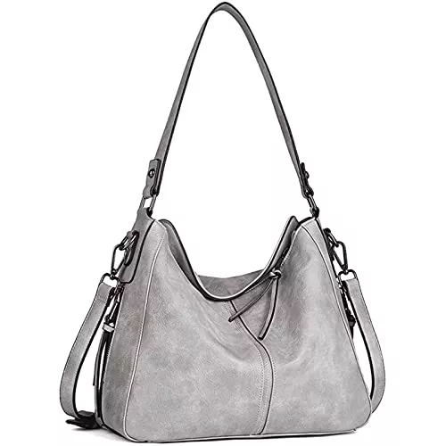 BROMEN Taschen & Rucksäcke Handtasche Damen Leder Shopper Tasche Tote Groß Umhängetasche Hobo Schultertasche Frau Elegant Henkeltasche Grau