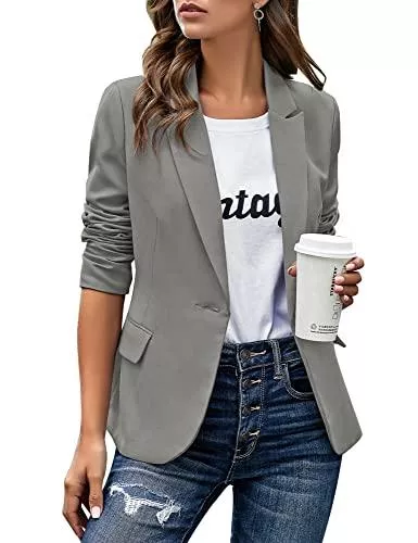 Roskiky Blazer Roskiky Eingekerbter Blazer mit Revers Taschen und Knöpfe