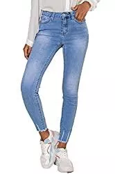 Nina Carter Jeans Damen Skinny Fit Jeans HIGH Waist Stretchjeans Gewaschener Faltenoptik Jeanshosen Stylishe Hose Knöchellange Used Look Destroyed Five-Pocket-Style