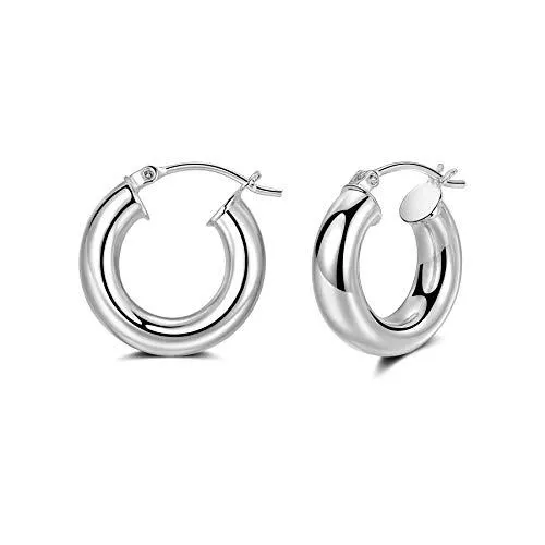 CERSLIMO Schmuck CERSLIMO Creolen Silber Gold Rosegold Damen, Groß Creolen Vergoldet Dick Huggie Ohrringe Rosegold Große 20mm Dicke 5mm Schmuck Geschenke für Frauen Herren Mädchen