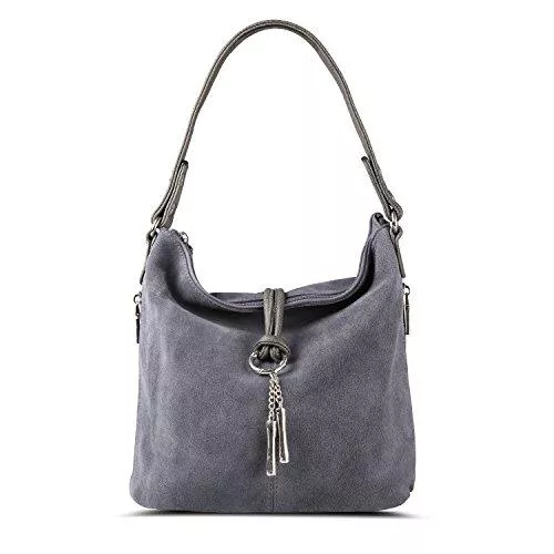 Nico Louise Taschen & Rucksäcke Nico Louise Damen-Geldbörse, Wildleder, geteilt, echtes Leder, Umhängetasche, Hobo-Handtasche