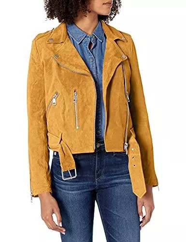 Bagatelle Jacken & Westen Bagatelle Damen Suede Belted Biker Jacket Lederjacke