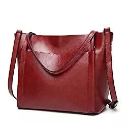 ClairSue Taschen & Rucksäcke Damen Handtasche Leder Umhängetasche Vintage Schultertasche klein Shopper Taschen Henkeltasche (Braun)