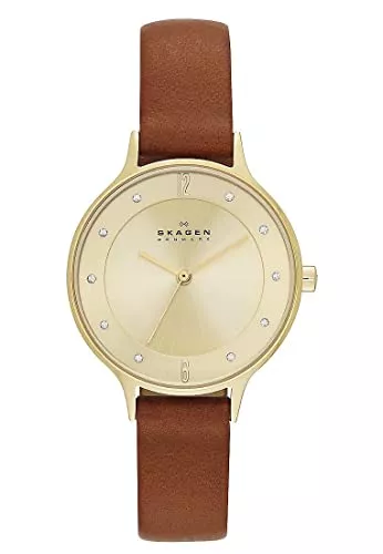 Skagen Uhren Skagen Damenuhr Anita Quarz Lederband Braun,SKW2147