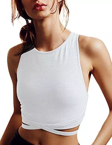 ASMAX Ärmellose Blusen ASMAX HaoDuoYi Damen Jersey Training Sport Crop Top Rückenfrei Tank T-Shirt