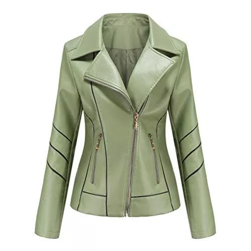 LucaSng Jacken LucaSng Damen Lederjacke Kunstleder Jacke mit Reißverschluss Übergangsjacke Motorradjacke Bikerjacke Ladies Oberbekleidung Kurze Jacke für Herbst, Frühling