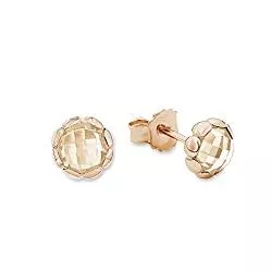 s.Oliver Schmuck s.Oliver Damen-Ohrstecker 7,5 mm champagnerfarben 925 Sterling Silber rosévergoldet Zirkonia creme