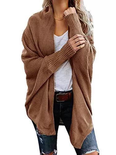 Onsoyours Strickjacken Onsoyours Strickjacke Damen Grobstrick Strickmantel Herbst Winter Cardigan Lange Ärmel Solid Color Casual Mantel Pullover Coat Open Front Sweater