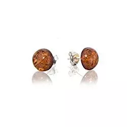 ANDANTE Schmuck ANDANTE Premium Collection - Echter OSTSEE Bernstein Ohrstecker in 925 Sterling Silber ** Golden Moon ** Zertifiziert - Gold des MEERES - Farbe Cognac