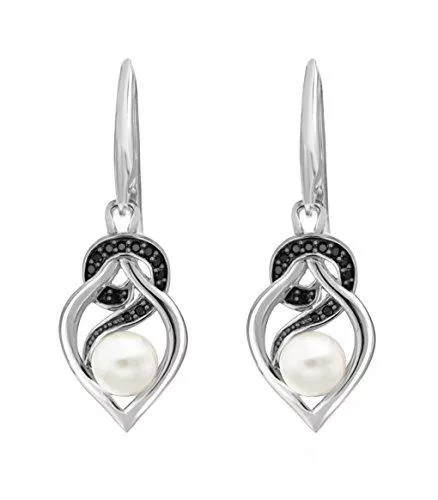 Tuscany Silver Schmuck Tuscany Silver Ohrhänger Rhodiniert Sterling Silber Schwarz Zirkonia Perle Blatt Knoten