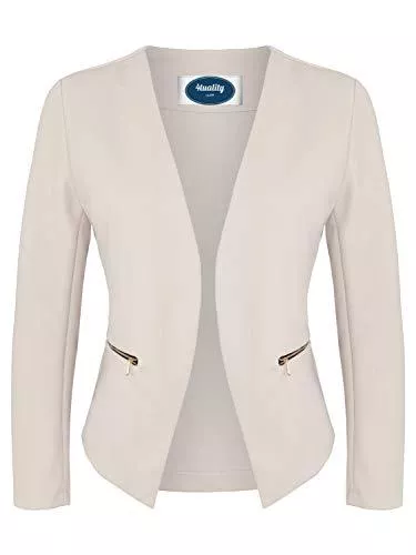 4tuality Blazer 4tuality Damen Blazer kragenlos mit Zipper Gr. S 36 - XXXXXL 50