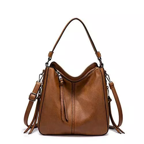Realer Taschen & Rucksäcke Realer Handtasche Damen Shopper Tasche Tote Leder Umhängetasche Groß Schultertasche Frau Elegant Henkeltasche mit Quasten Abnehmbar Schulterriemen